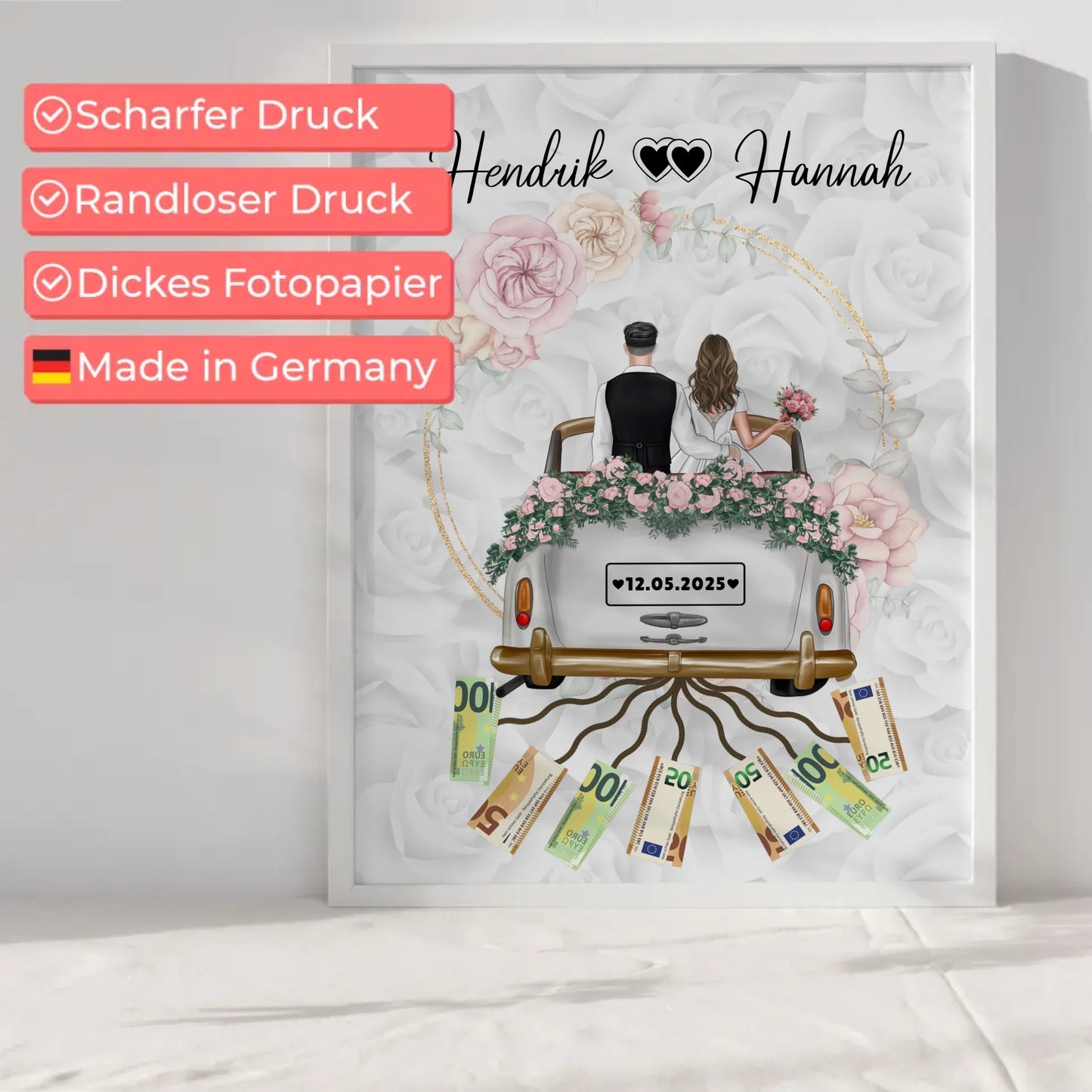 Geldgeschenk für die Hochzeit Poster für Geldscheine gestalten