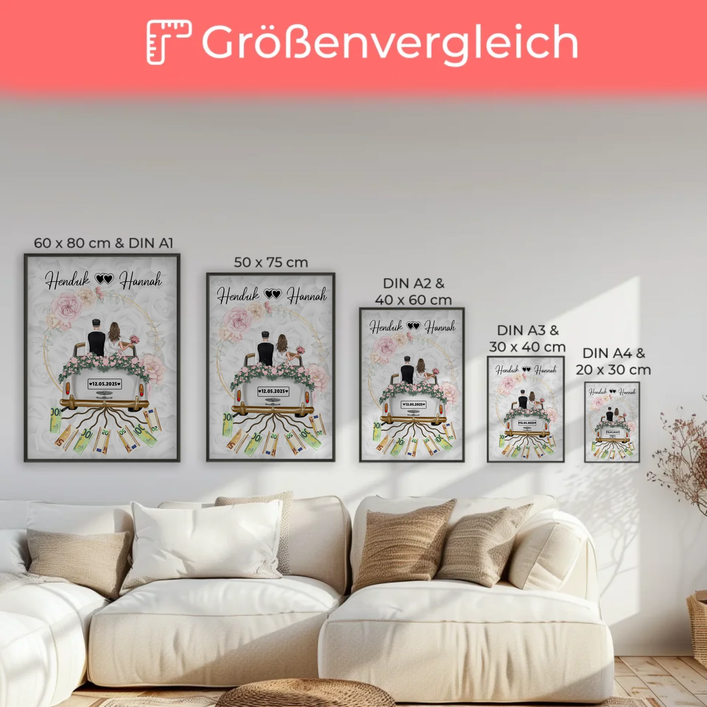 Geldgeschenk für die Hochzeit Poster für Geldscheine gestalten