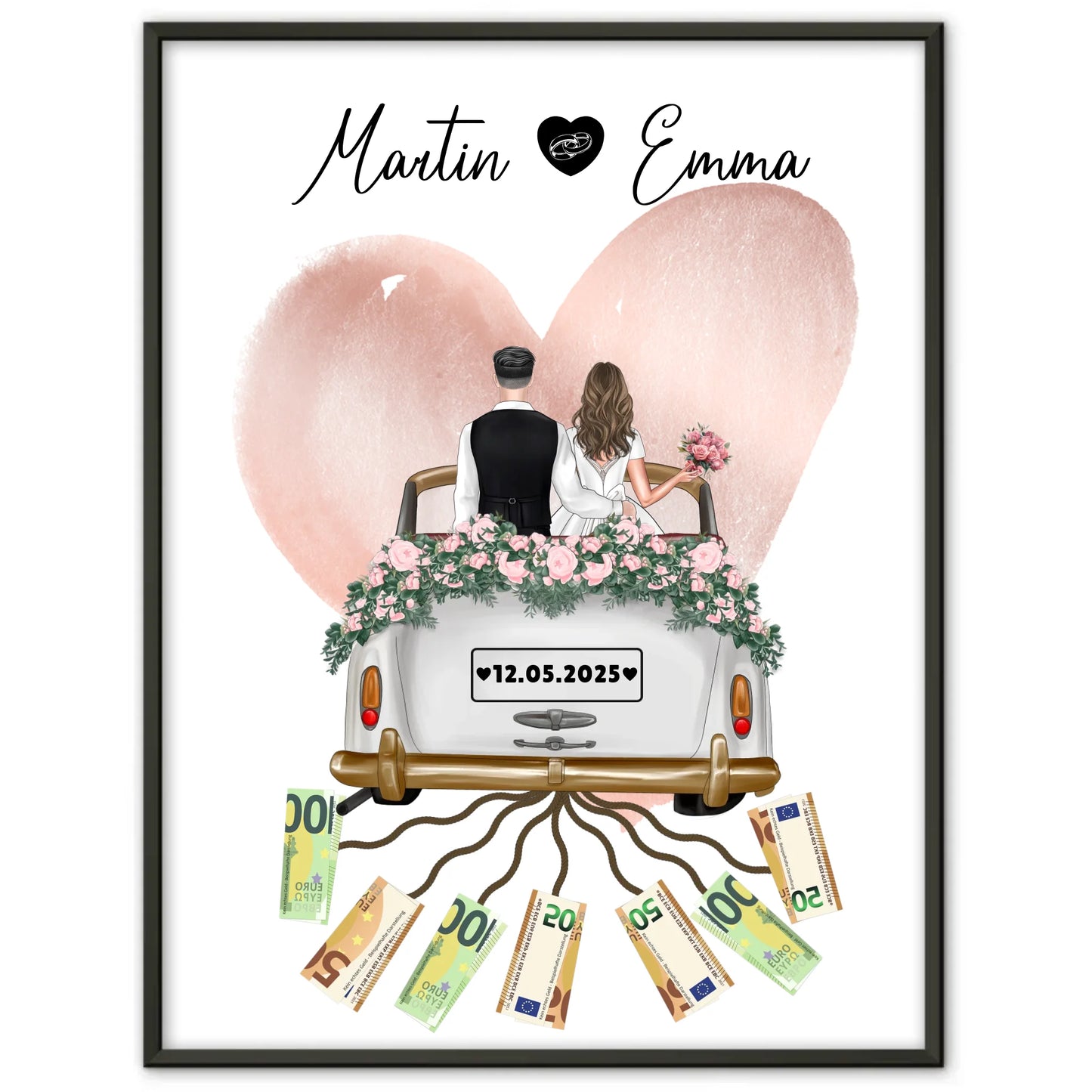 Personalisierte Poster als Geldgeschenk für die Hochzeit