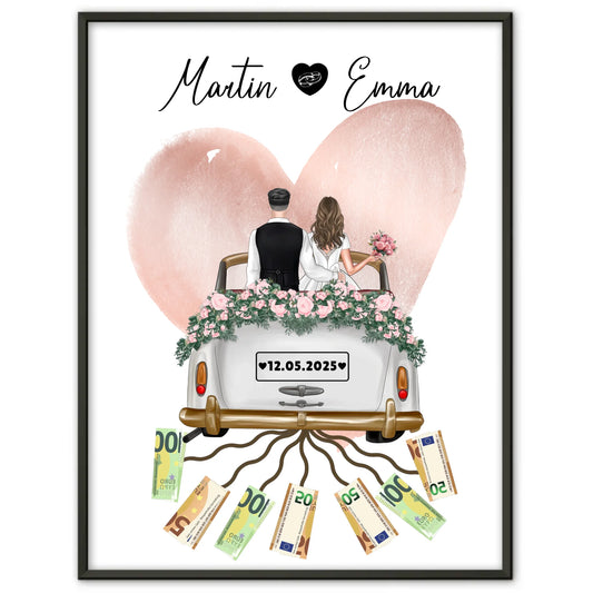 Personalisierte Poster als Geldgeschenk für die Hochzeit