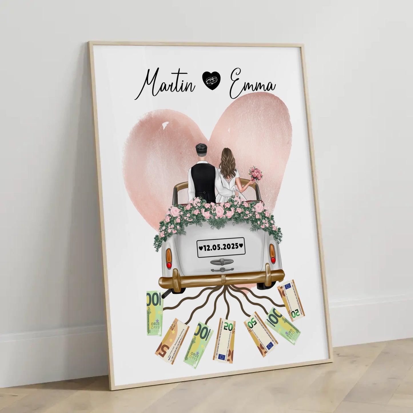 Personalisierte Poster als Geldgeschenk für die Hochzeit