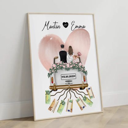 Personalisierte Poster als Geldgeschenk für die Hochzeit