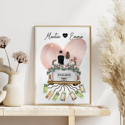 Personalisierte Poster als Geldgeschenk für die Hochzeit