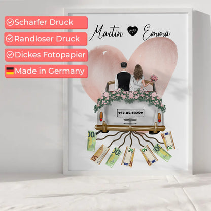 Personalisierte Poster als Geldgeschenk für die Hochzeit