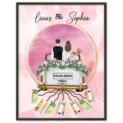 Personalisierte Hochzeit Poster mit Namen als Geldgeschenkidee