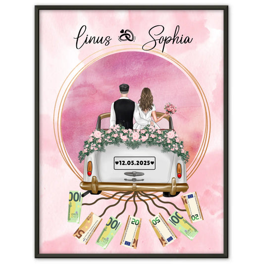 Personalisierte Hochzeit Poster mit Namen als Geldgeschenkidee