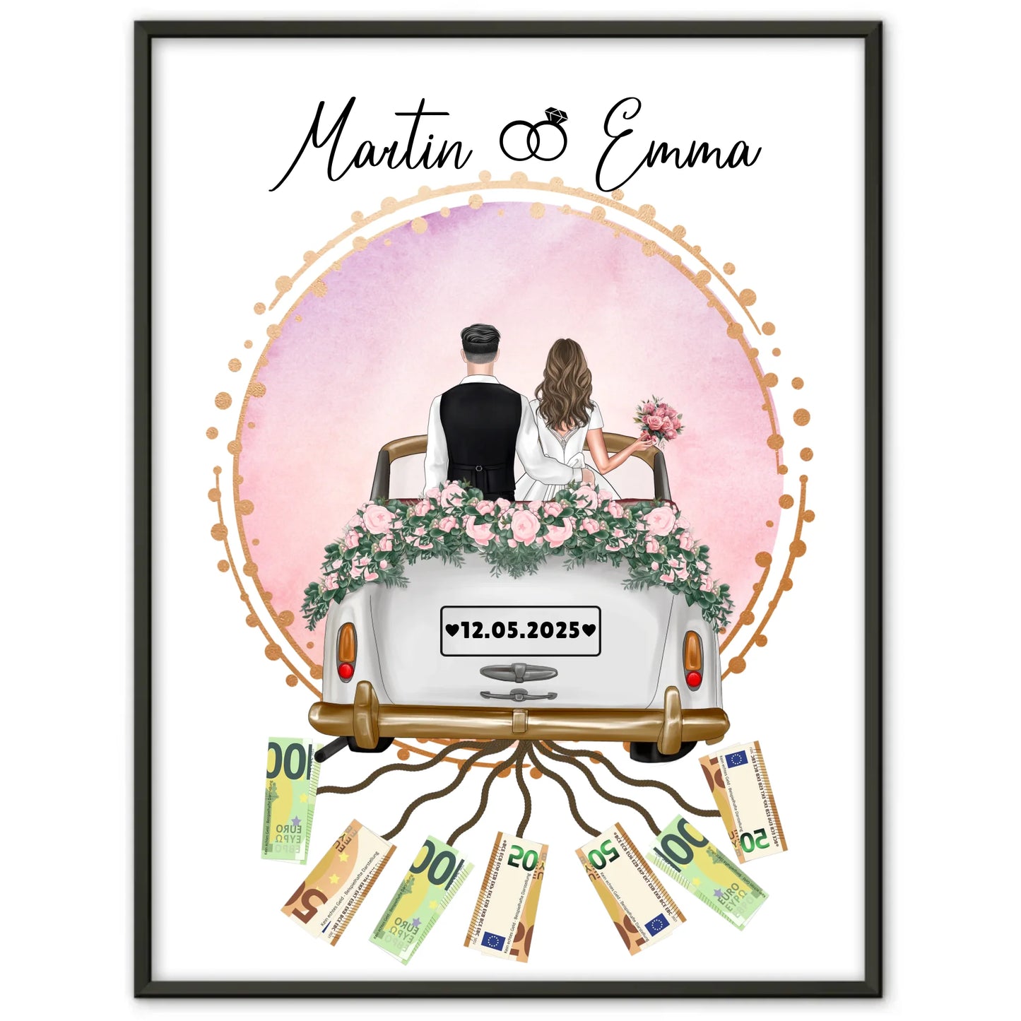 Geldgeschenk für die Hochzeit Poster mit Wunschtext gestalten