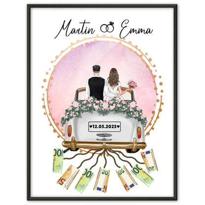 Geldgeschenk für die Hochzeit Poster mit Wunschtext gestalten