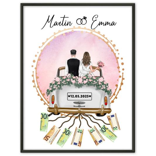 Geldgeschenk für die Hochzeit Poster mit Wunschtext gestalten