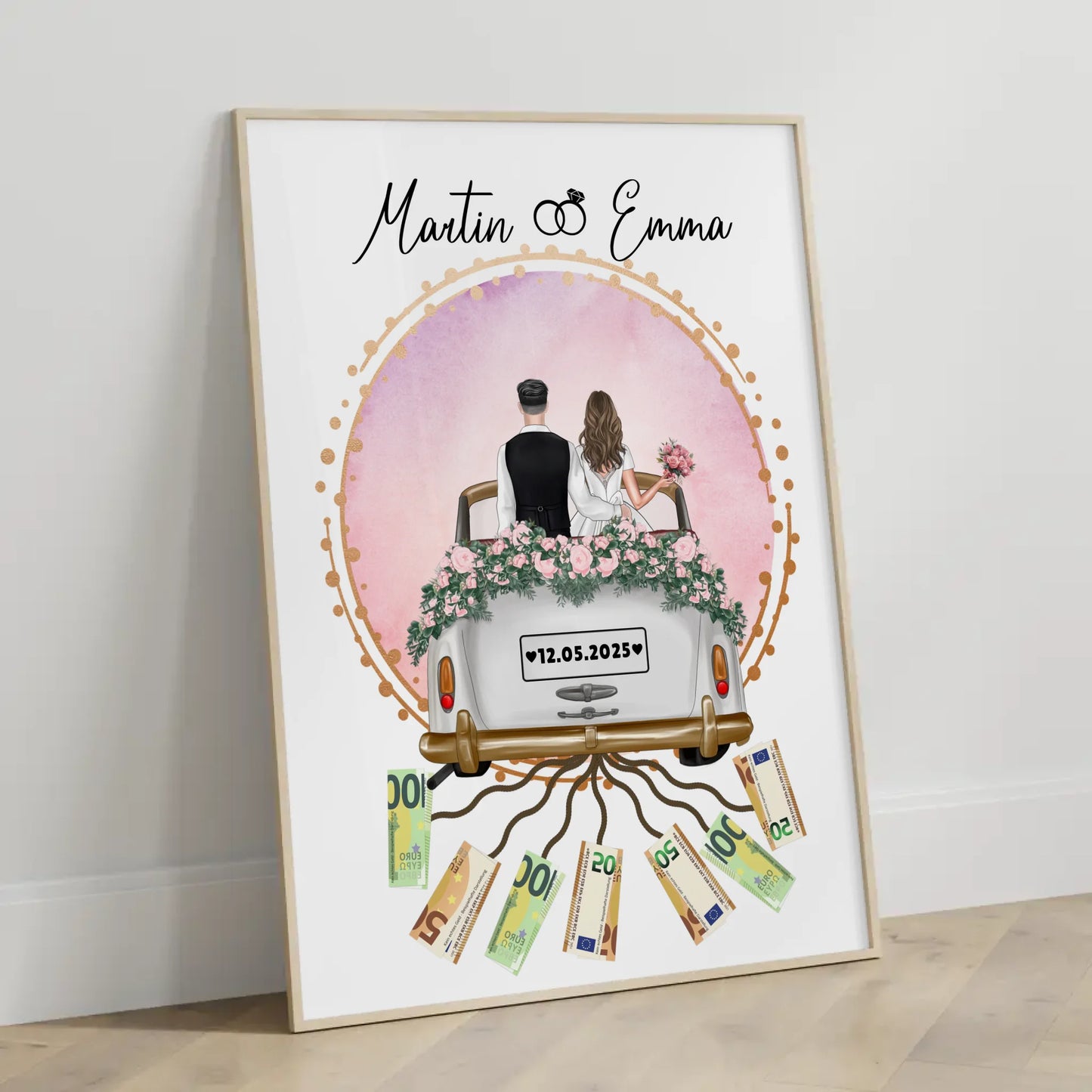 Geldgeschenk für die Hochzeit Poster mit Wunschtext gestalten
