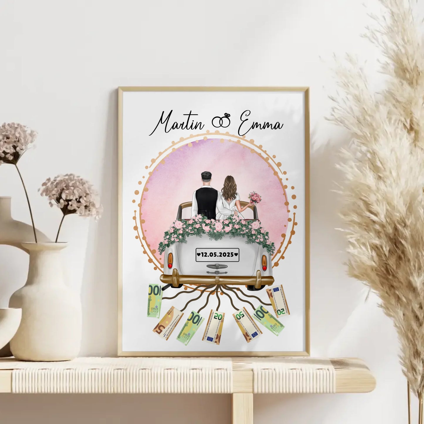 Geldgeschenk für die Hochzeit Poster mit Wunschtext gestalten