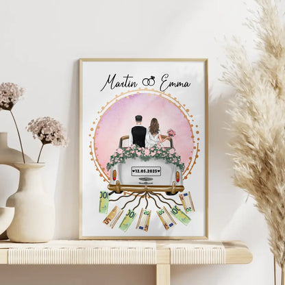 Geldgeschenk für die Hochzeit Poster mit Wunschtext gestalten