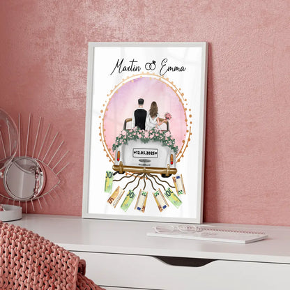 Geldgeschenk für die Hochzeit Poster mit Wunschtext gestalten