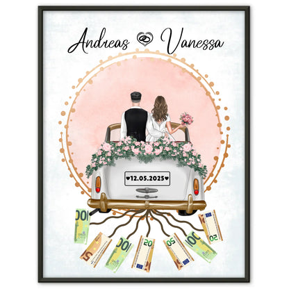 Personalisiertes Geschenk Hochzeit Poster für Geldscheine Wunschtext Namen