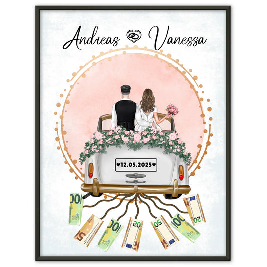 Personalisiertes Geschenk Hochzeit Poster für Geldscheine Wunschtext Namen