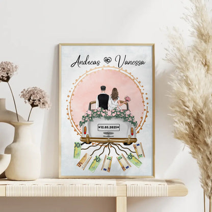 Personalisiertes Geschenk Hochzeit Poster für Geldscheine Wunschtext Namen