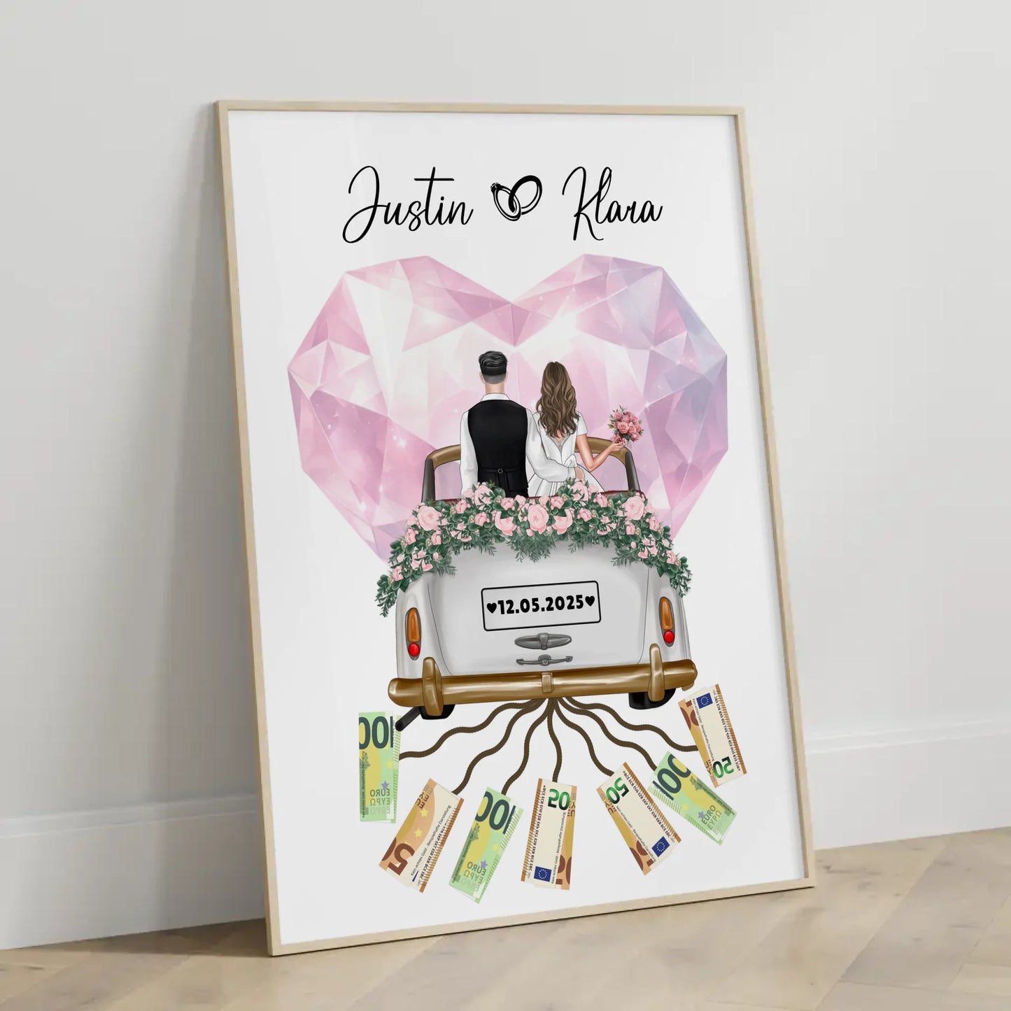 Geldgeschenk für die Hochzeit Poster mit Namen und Datum