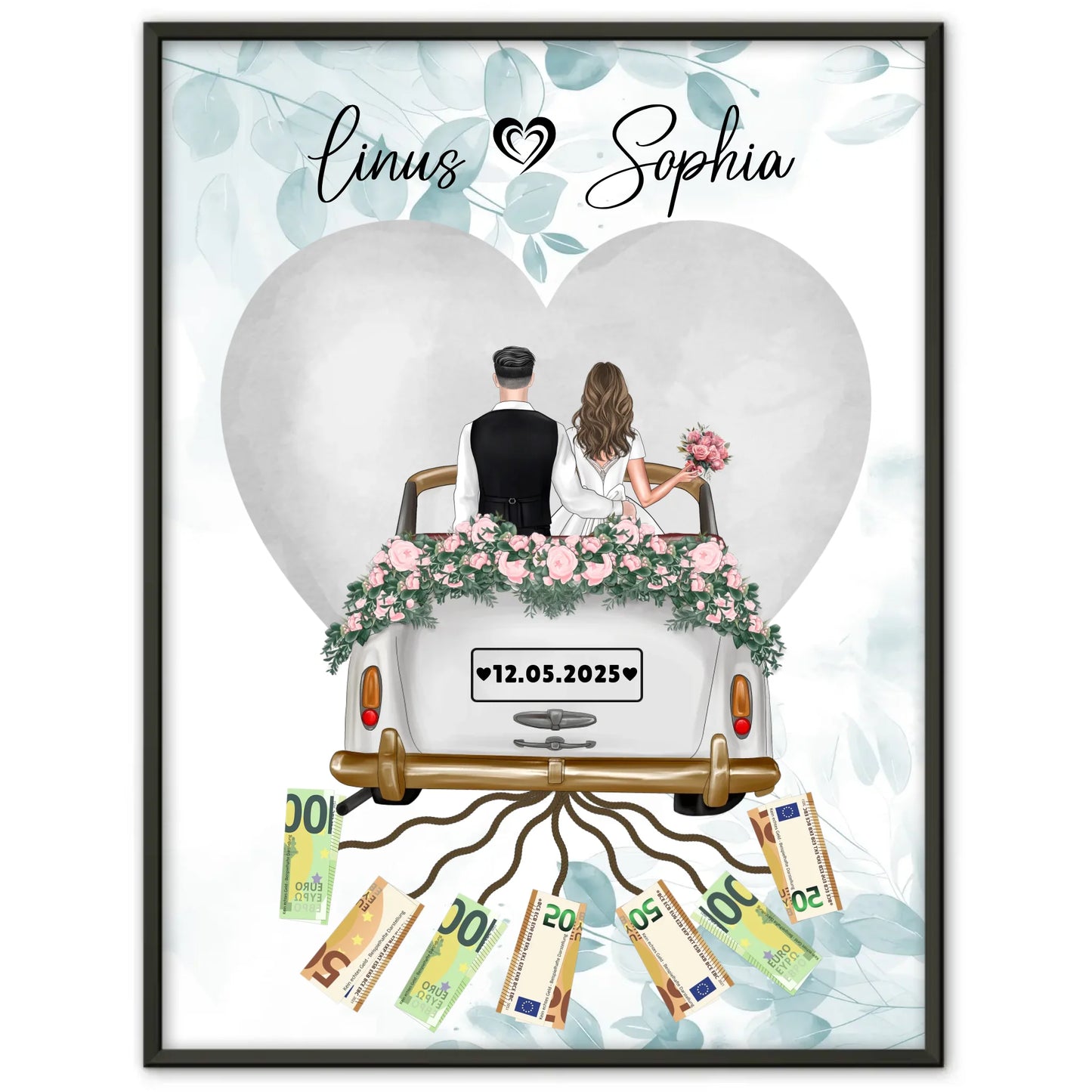 Personalisierte Geschenkidee Geldgeschenk Hochzeit Poster mit Wunschtext