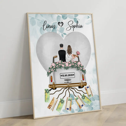 Personalisierte Geschenkidee Geldgeschenk Hochzeit Poster mit Wunschtext