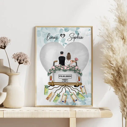 Personalisierte Geschenkidee Geldgeschenk Hochzeit Poster mit Wunschtext