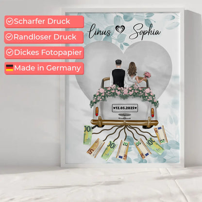 Personalisierte Geschenkidee Geldgeschenk Hochzeit Poster mit Wunschtext