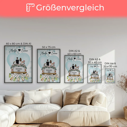 Kreatives Geldgeschenk Poster für Hochzeit mit Wunschtext Namen