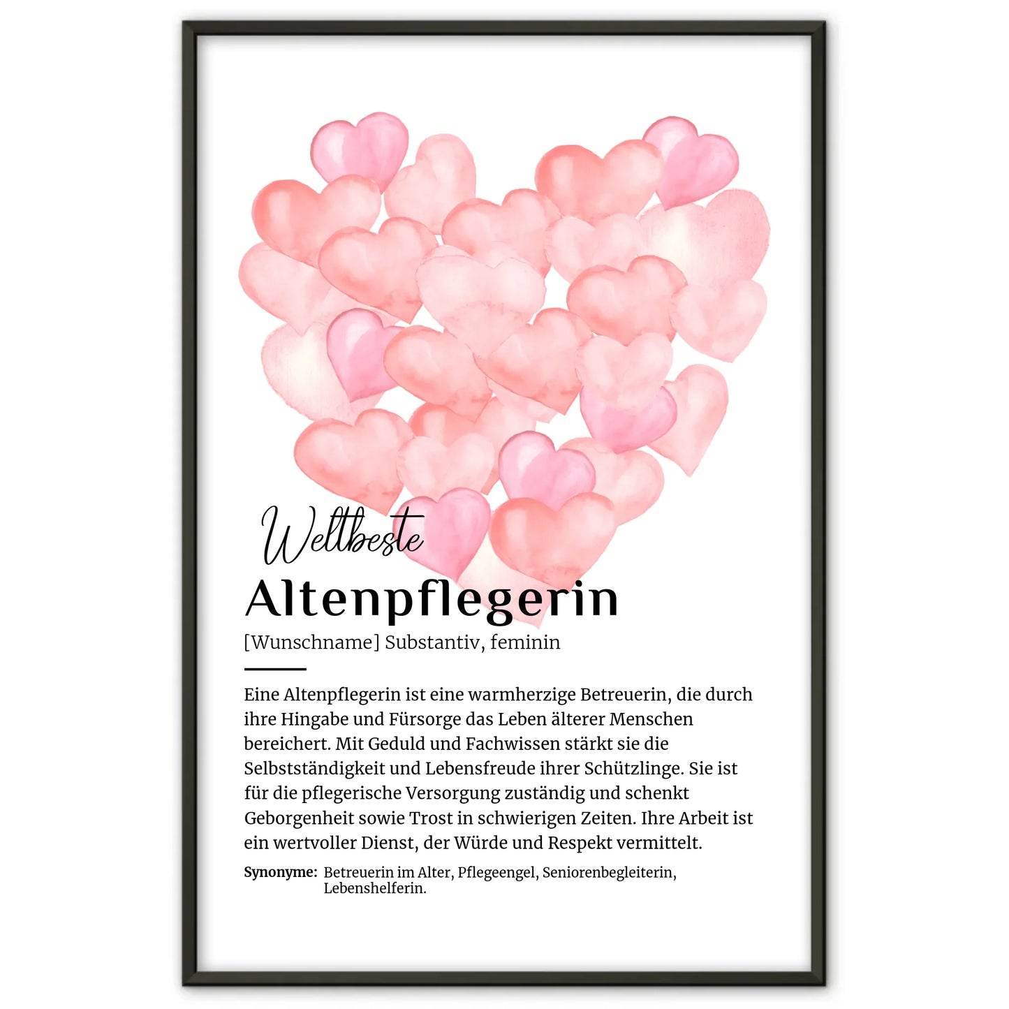 Personalisiertes Poster Altenpflegerin mit Namen Definitionsposter