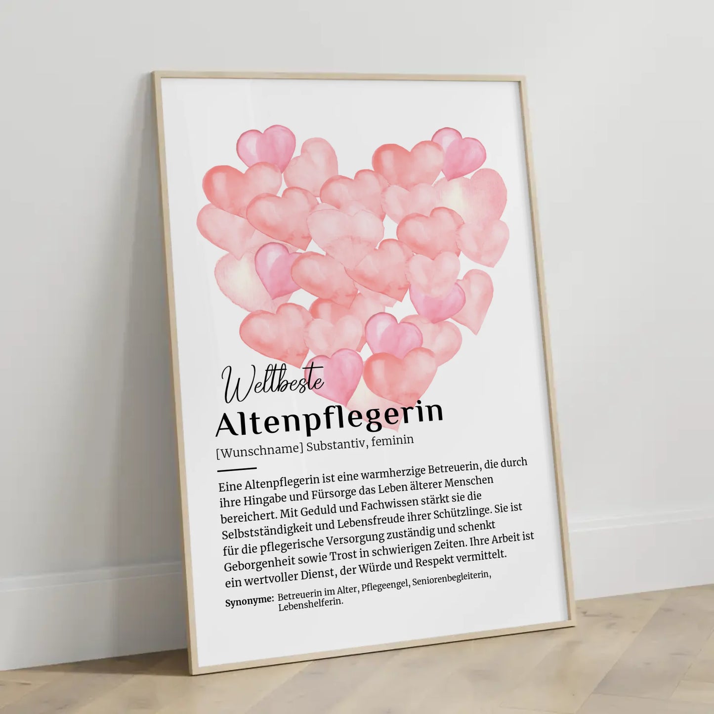 Personalisiertes Poster Altenpflegerin mit Namen Definitionsposter