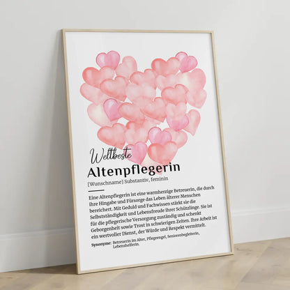 Personalisiertes Poster Altenpflegerin mit Namen Definitionsposter