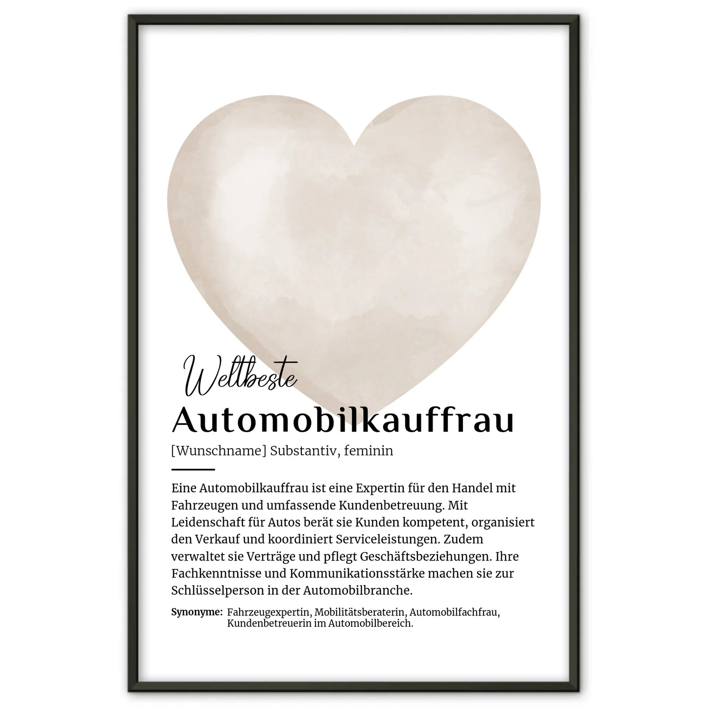 Poster Definition Automobilkauffrau mit Namen Geschenk