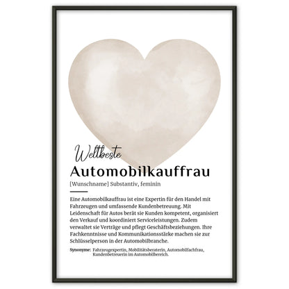 Poster Definition Automobilkauffrau mit Namen Geschenk