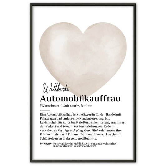 Poster Definition Automobilkauffrau mit Namen Geschenk