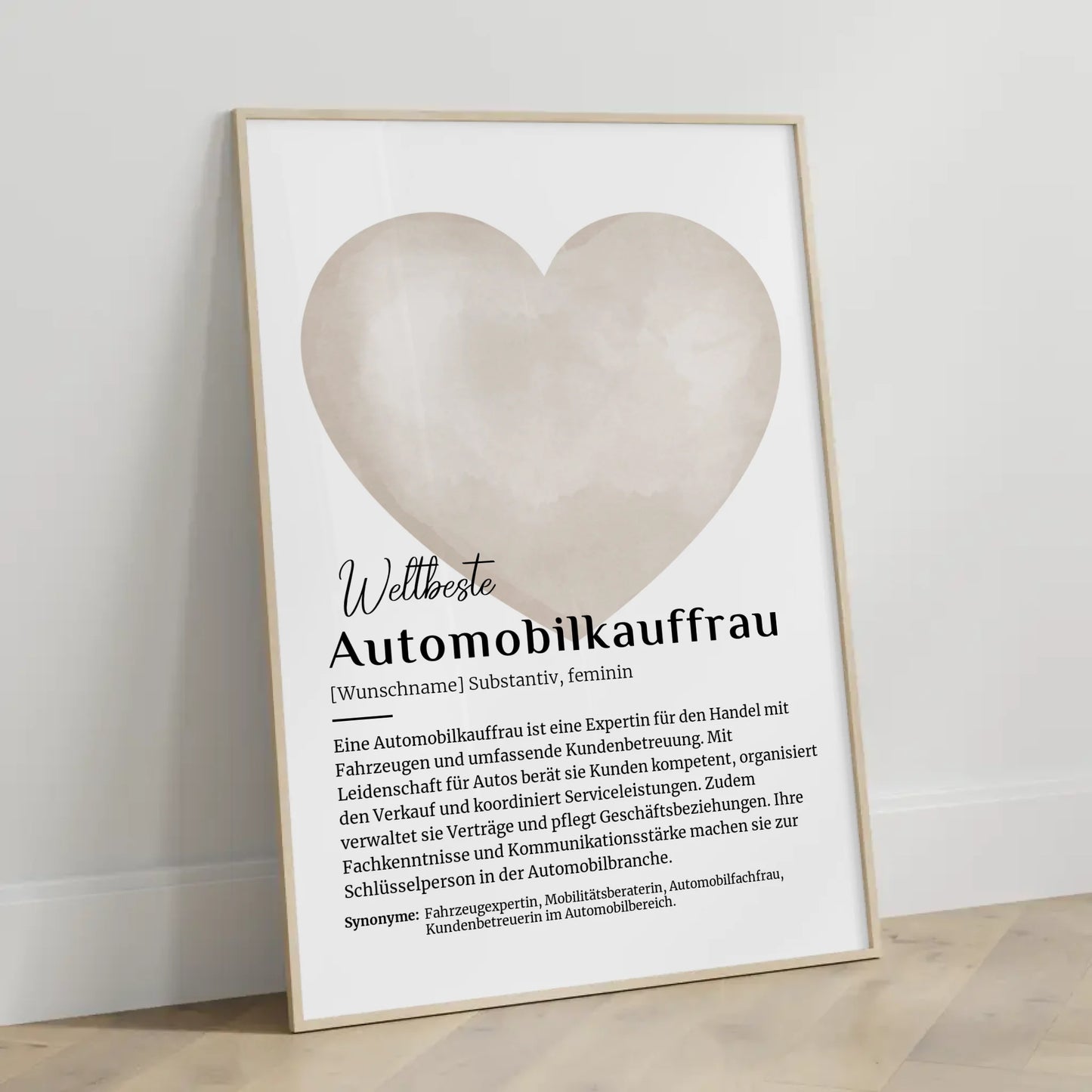Poster Definition Automobilkauffrau mit Namen Geschenk