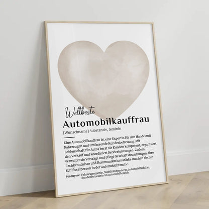 Poster Definition Automobilkauffrau mit Namen Geschenk