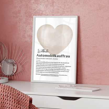 Poster Definition Automobilkauffrau mit Namen Geschenk
