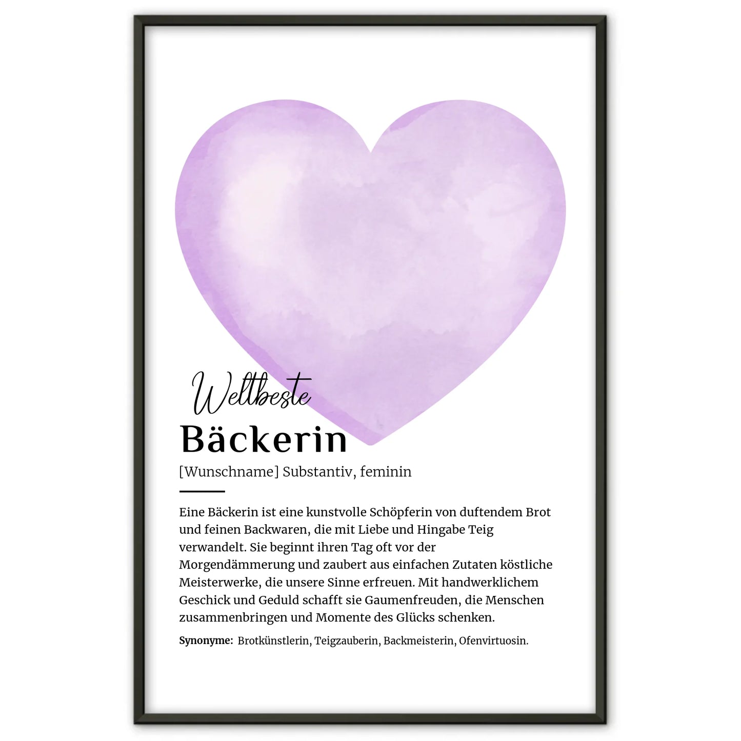 Personalisierte Poster Definition Bäckerin mit Namen