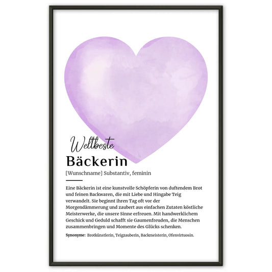 Personalisierte Poster Definition Bäckerin mit Namen