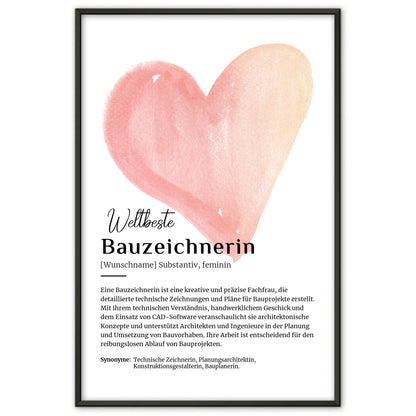 Personalisierbares Poster Definition Bauzeichnerin mit Namen