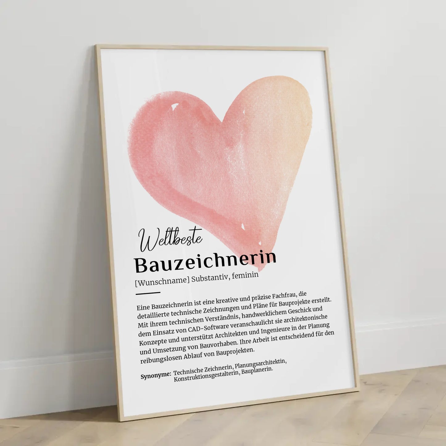 Personalisierbares Poster Definition Bauzeichnerin mit Namen