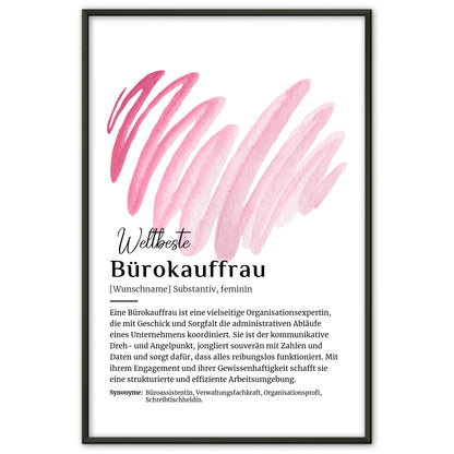 Personalisiertes Poster Definition Bürokauffrau mit Namen Geschenk