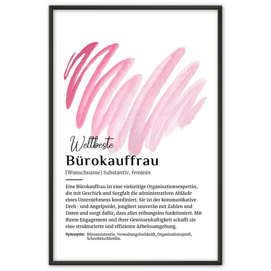 Personalisiertes Poster Definition Bürokauffrau mit Namen Geschenk