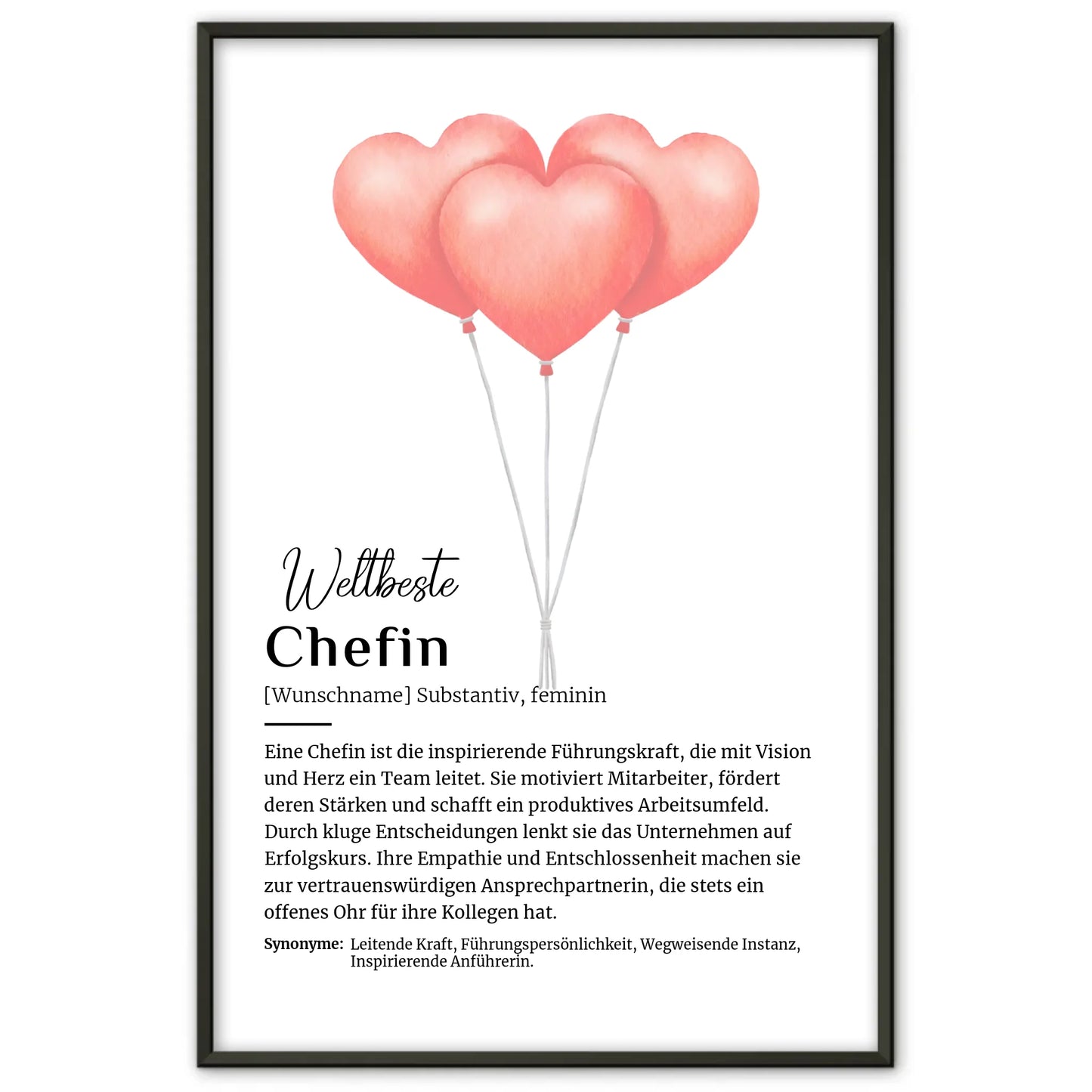 Poster Definition Chefin mit Namen Definitionsposter Geschenk