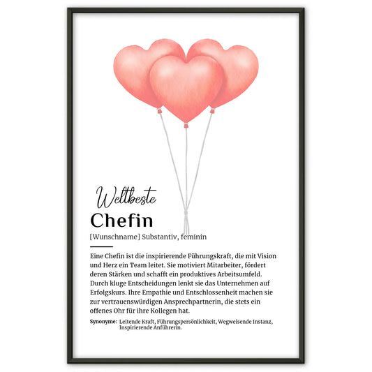 Poster Definition Chefin mit Namen Definitionsposter Geschenk