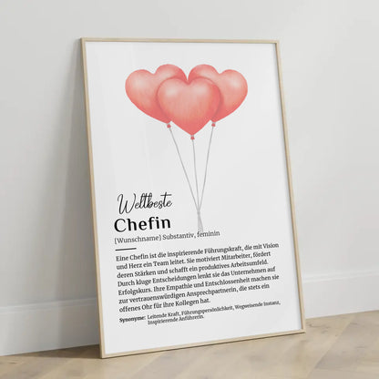 Poster Definition Chefin mit Namen Definitionsposter Geschenk