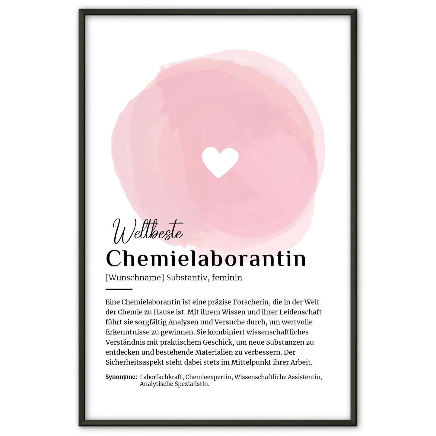 Poster Definition Chemielaborantin mit Namen Geschenk kreativ