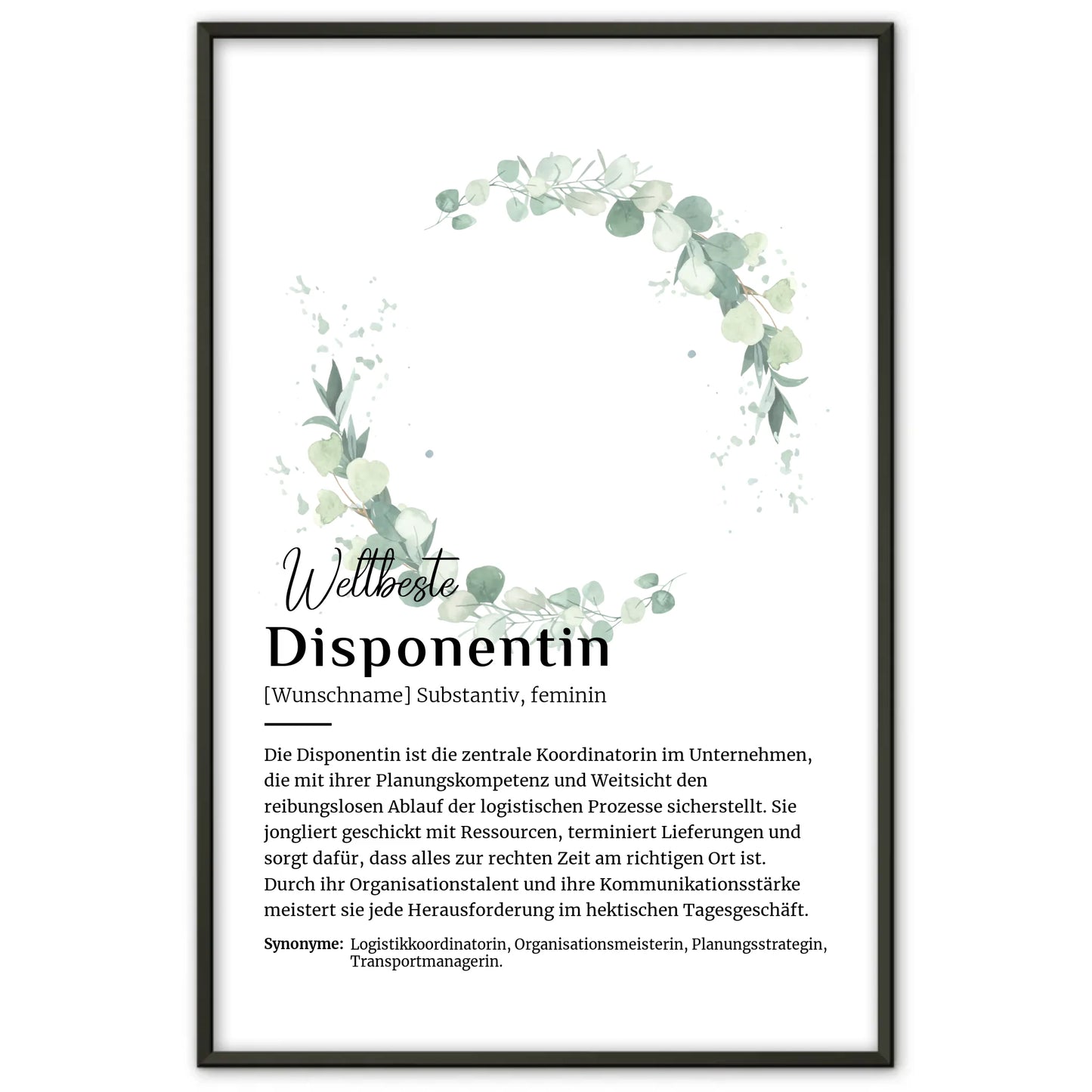 Poster Definition Disponentin mit Namen Geschenk personalisiert