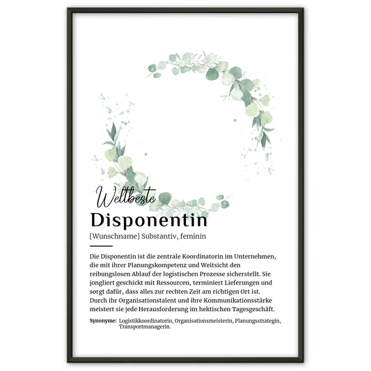 Poster Definition Disponentin mit Namen Geschenk personalisiert
