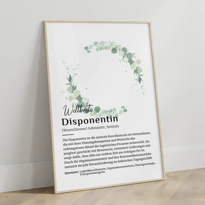 Poster Definition Disponentin mit Namen Geschenk personalisiert