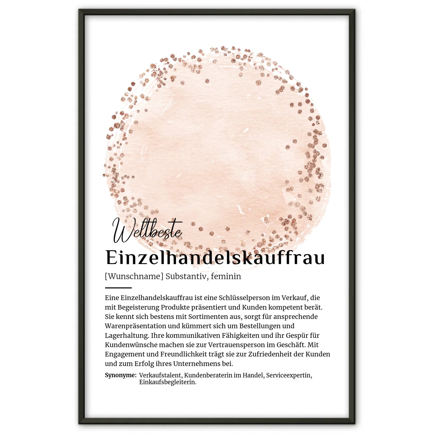 Personalisierte Poster Definition Einzelhandelskauffrau mit Namen Geschenk