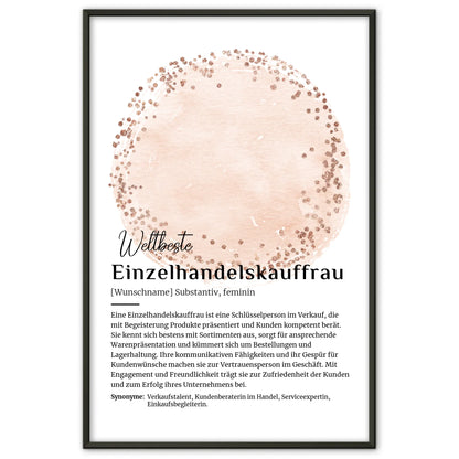 Personalisierte Poster Definition Einzelhandelskauffrau mit Namen Geschenk
